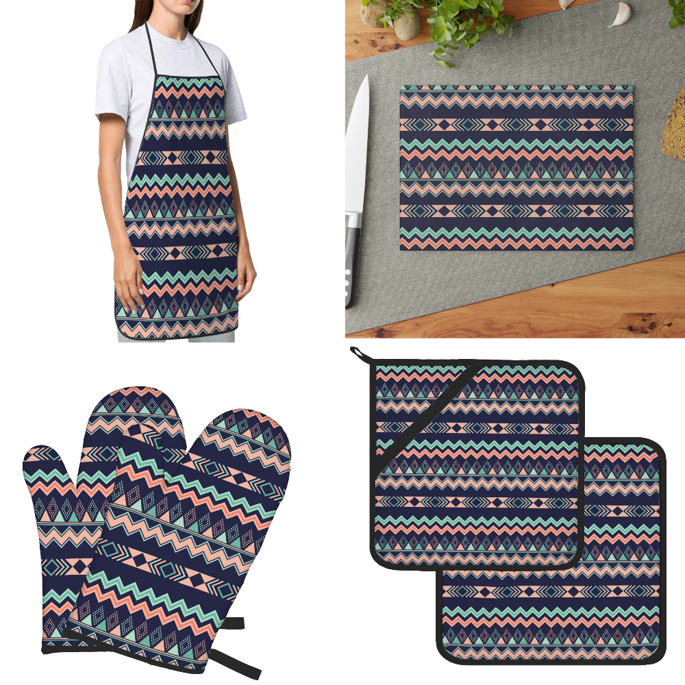 Peach Aztec Chevron Kitchen