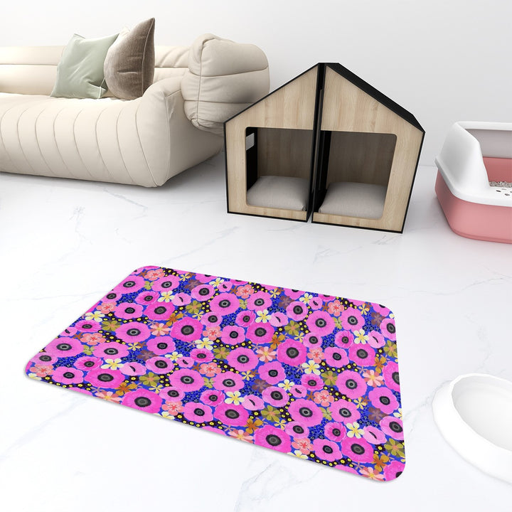 Vibrant Pink Spring Pattern - Pet Food Mat