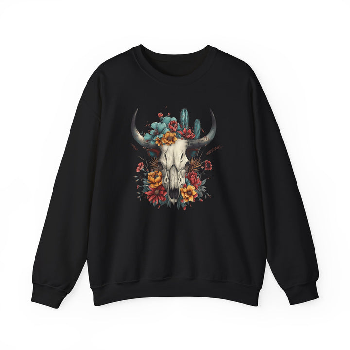 Bright And Flowery Skull - Unisex Heavy Blend™ Crewneck Sweatshirt