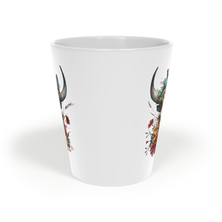 Bright And Flowery Skull - Latte Mug, 12oz