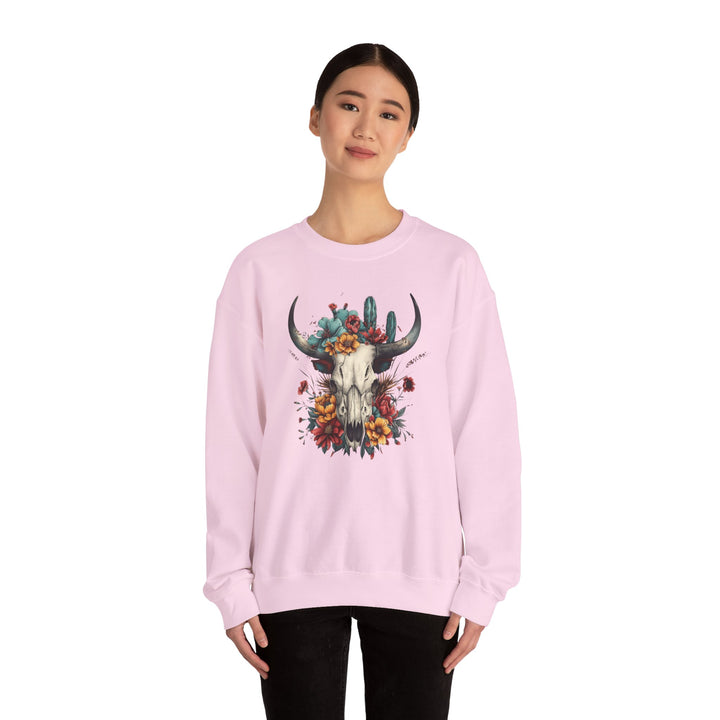 Bright And Flowery Skull - Unisex Heavy Blend™ Crewneck Sweatshirt
