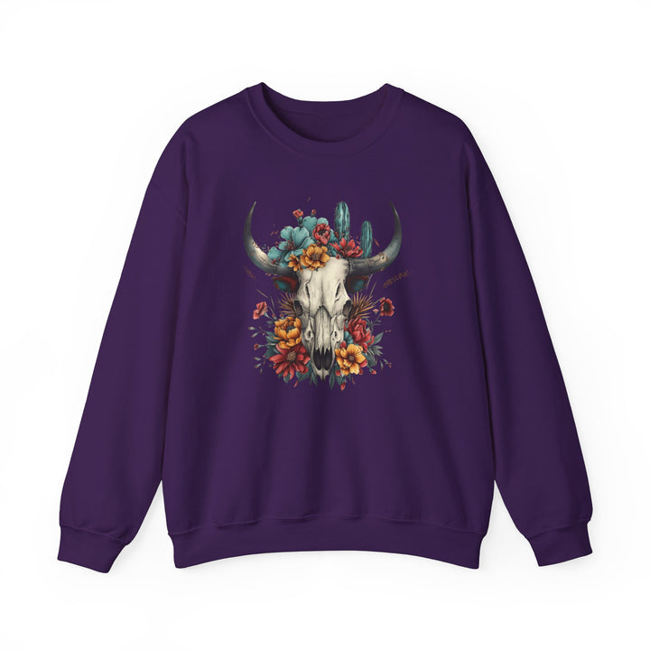 Bright And Flowery Skull - Unisex Heavy Blend™ Crewneck Sweatshirt