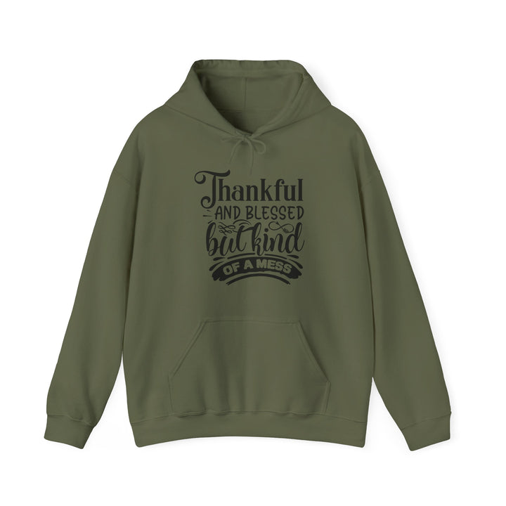 Thankful Blessed But Kind Of A Mess - Unisex Heavy Blend™ Hooded Sweatshirt