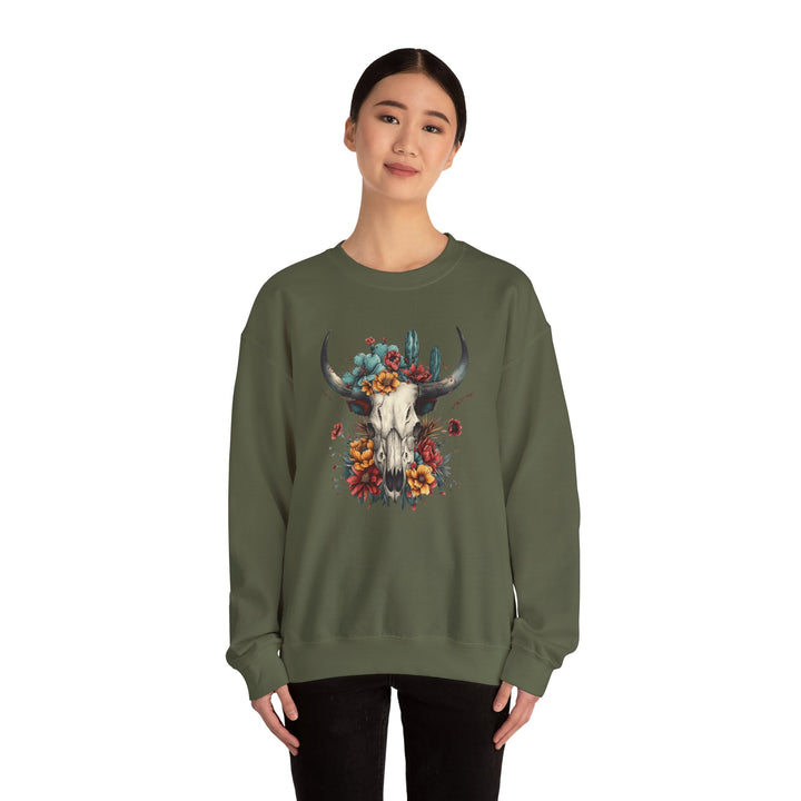 Bright And Flowery Skull - Unisex Heavy Blend™ Crewneck Sweatshirt
