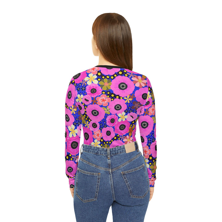 Vibrant Pink Spring Pattern - Women's Long Sleeve V-neck Shirt (AOP)