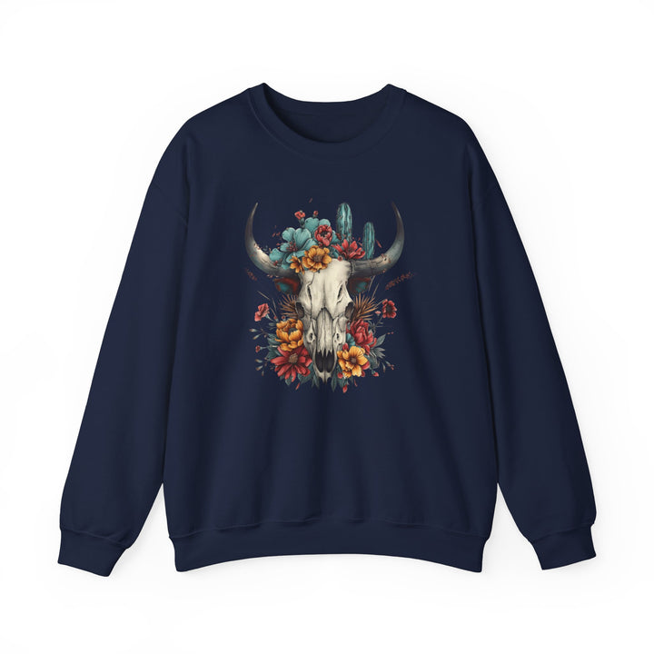 Bright And Flowery Skull - Unisex Heavy Blend™ Crewneck Sweatshirt