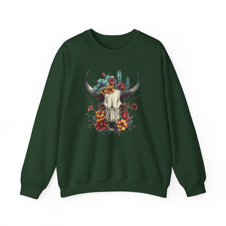 Bright And Flowery Skull - Unisex Heavy Blend™ Crewneck Sweatshirt