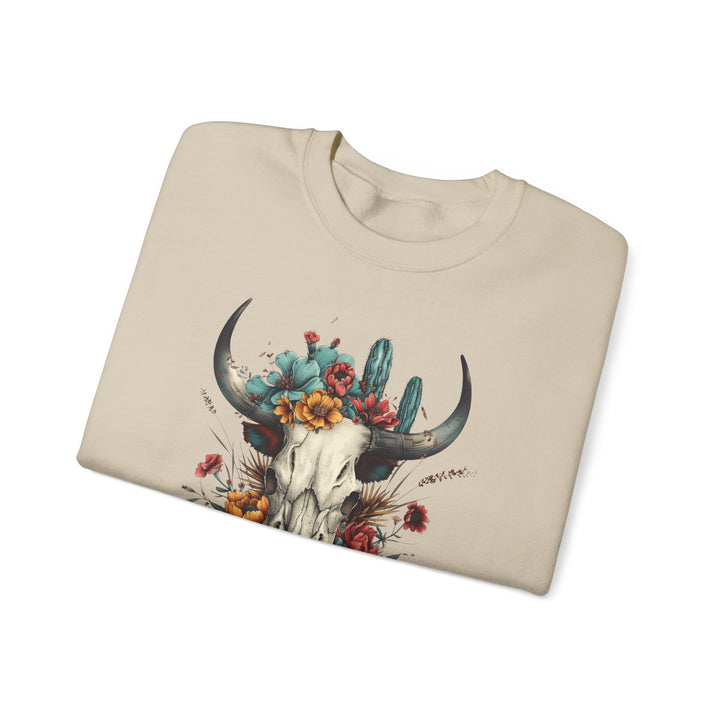 Bright And Flowery Skull - Unisex Heavy Blend™ Crewneck Sweatshirt