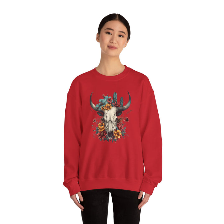 Bright And Flowery Skull - Unisex Heavy Blend™ Crewneck Sweatshirt
