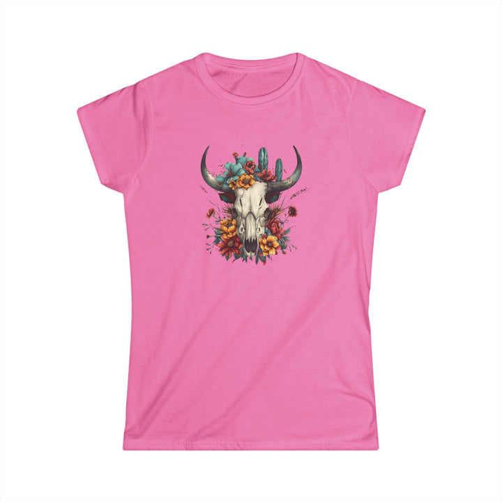 Bright And Flowery Skull - Women's Softstyle Tee