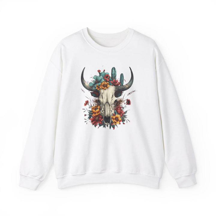 Bright And Flowery Skull - Unisex Heavy Blend™ Crewneck Sweatshirt