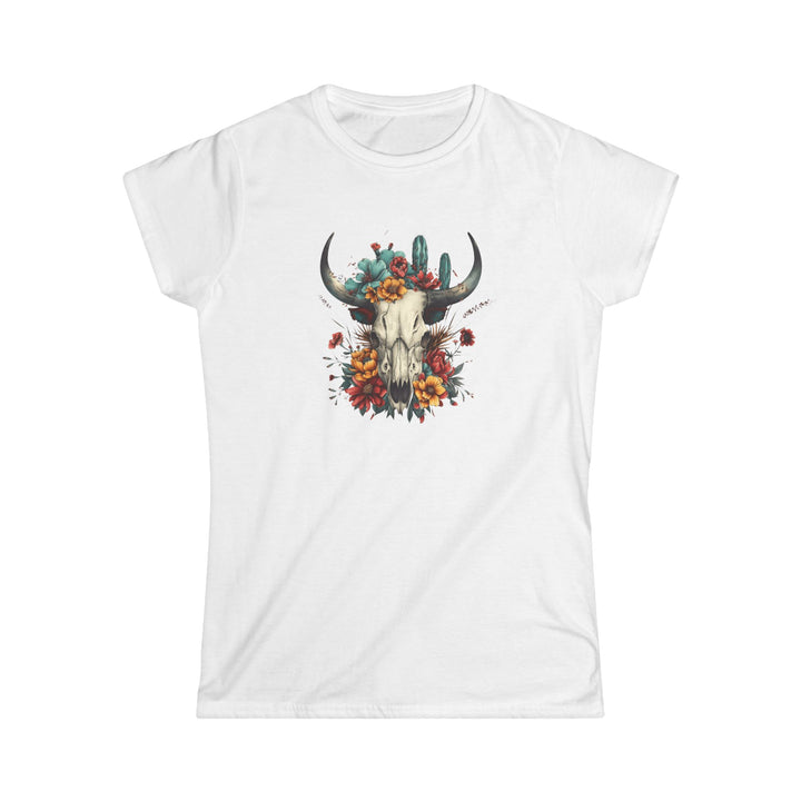 Bright And Flowery Skull - Women's Softstyle Tee