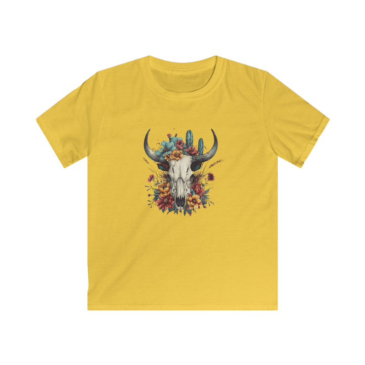 Bright And Flowery Skull - Kids Softstyle Tee
