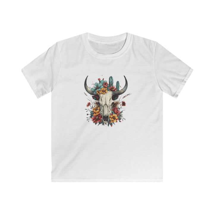 Bright And Flowery Skull - Kids Softstyle Tee