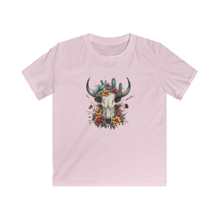Bright And Flowery Skull - Kids Softstyle Tee