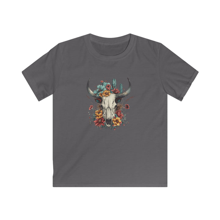 Bright And Flowery Skull - Kids Softstyle Tee