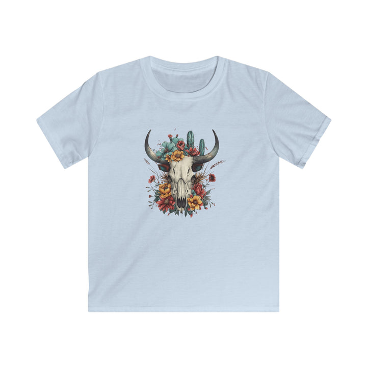 Bright And Flowery Skull - Kids Softstyle Tee