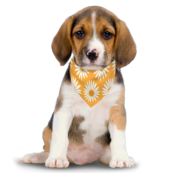 Yellow Sunflower Pattern - Dog Bandanas Double Sided with Buckle
