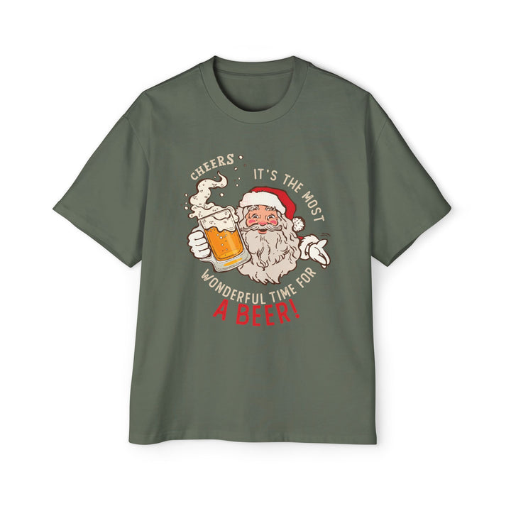 Beer Santa - Men's Heavy Oversized Tee