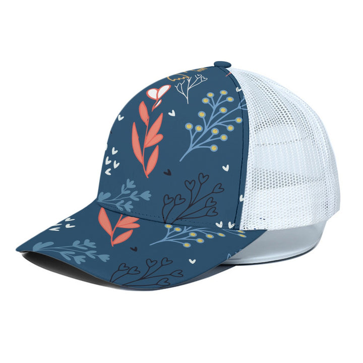 Beautiful Floral - Unisex Trucker Hat With White Half-mesh