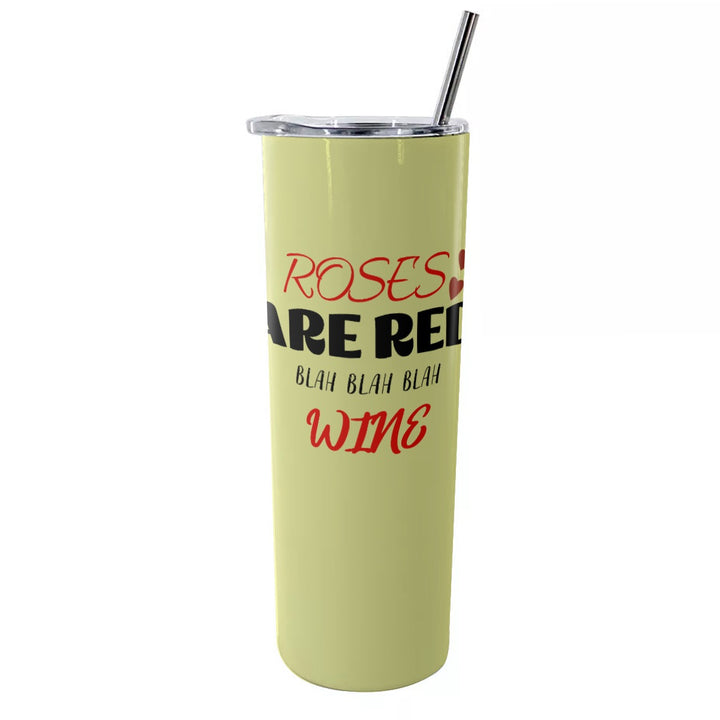 Blah Blah Blah Wine- Glitter Tumbler With Stainless Steel Straw 20oz