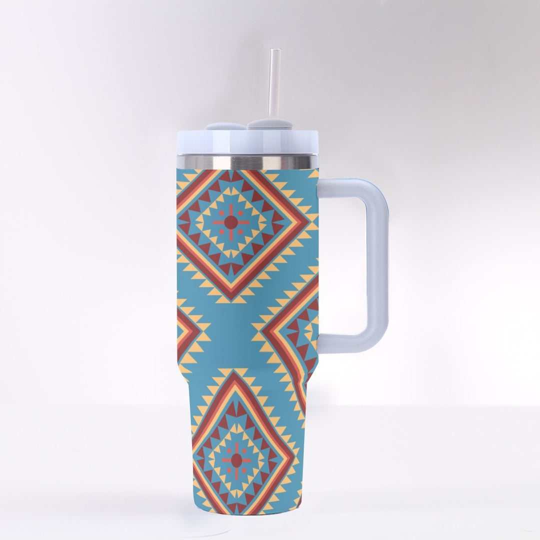 Navajo Vintage Blue - 40 oz Tumbler With Handle