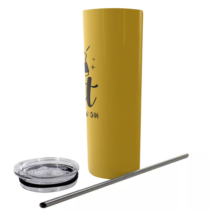 Be The Light - Glitter Tumbler With Stainless Steel Straw 20oz