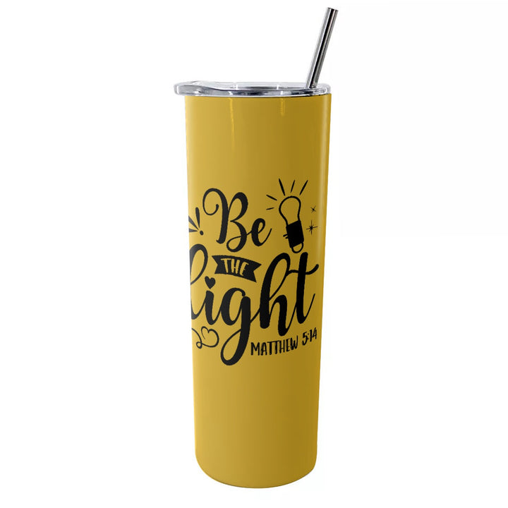 Be The Light - Glitter Tumbler With Stainless Steel Straw 20oz