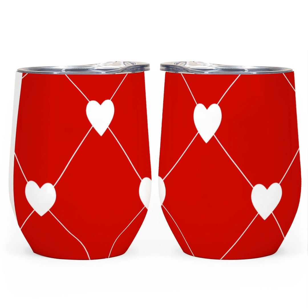 White Heart Diamond - All-Over Print Egg Cup Wine Tumbler|12OZ