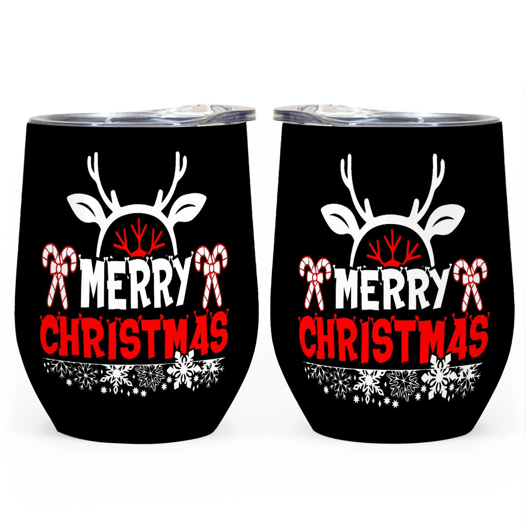 Merry Christmas Antlers - All-Over Print Egg Cup Wine Tumbler|12OZ