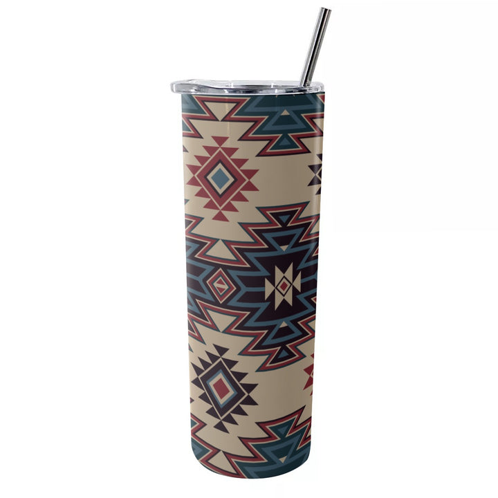 Tribal Indian Tan - Glitter Tumbler With Stainless Steel Straw 20oz