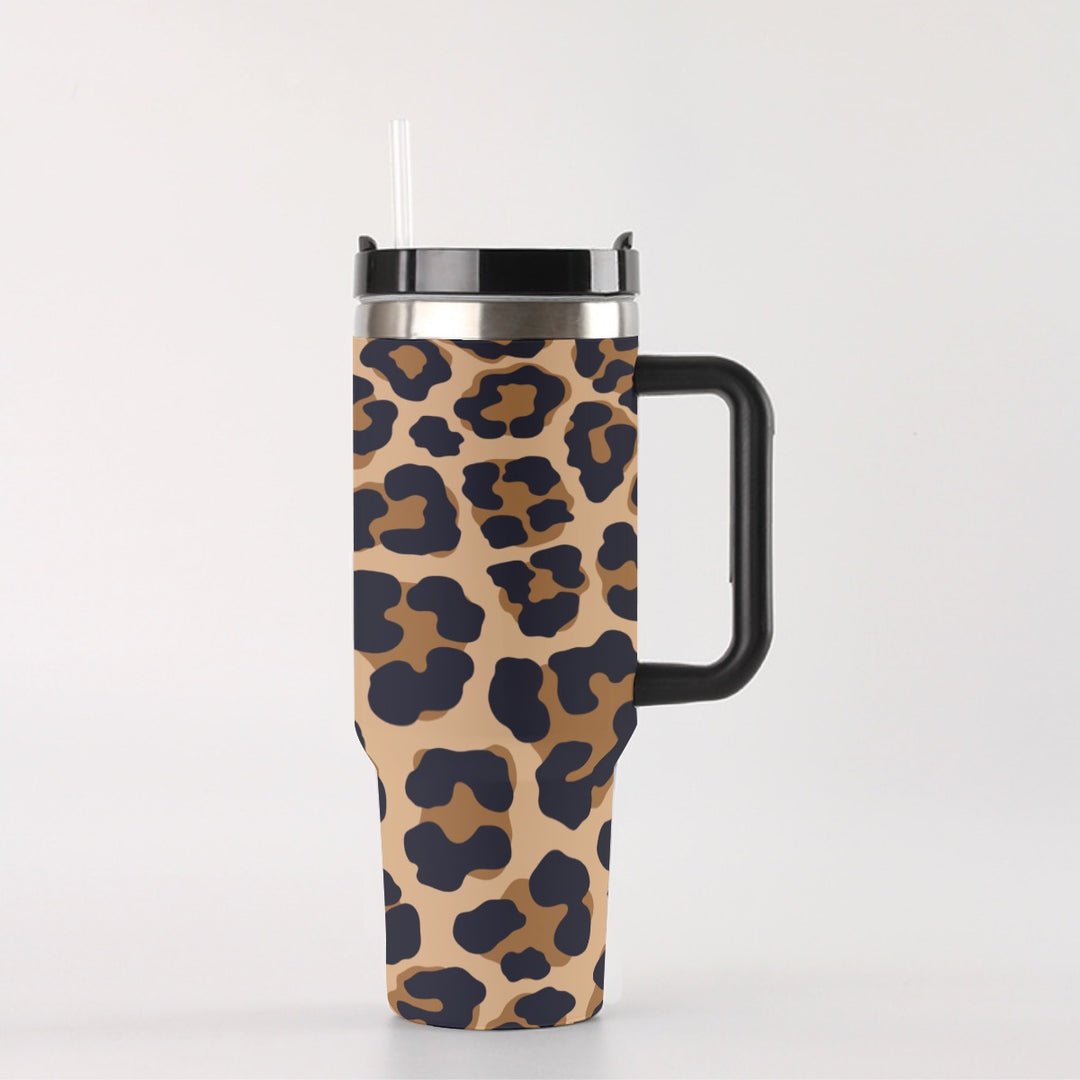 Black Leopard - 40 oz Tumbler With Handle