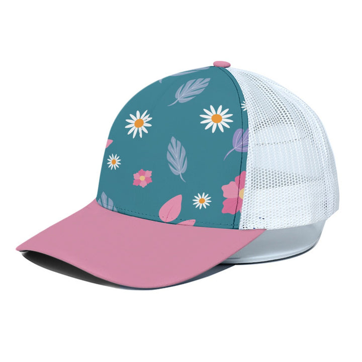 Bright Spring Pattern - Unisex Trucker Hat With White Half-mesh