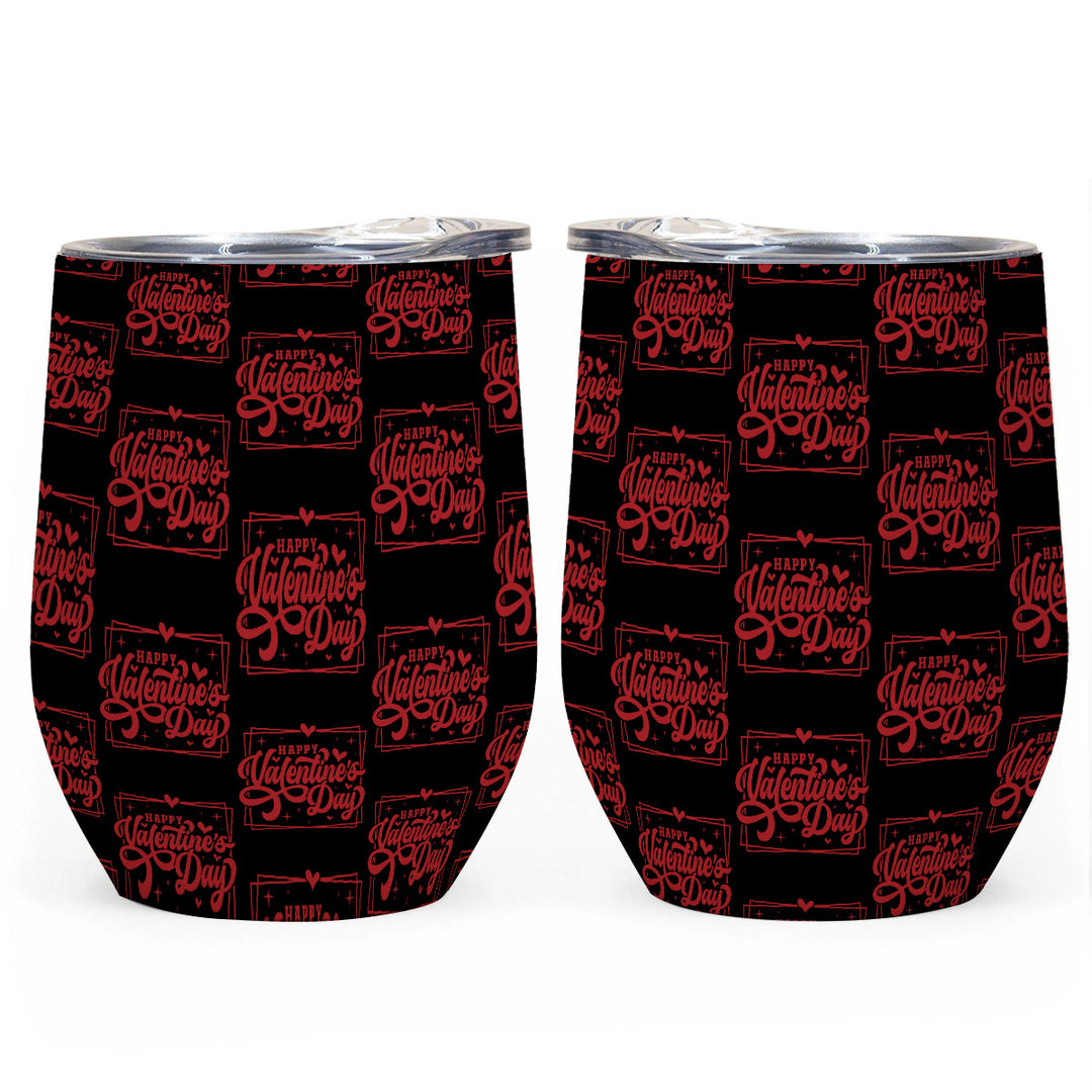 Happy Valentine's Day W/Hearts -All-Over Print Egg Cup Wine Tumbler|12OZ