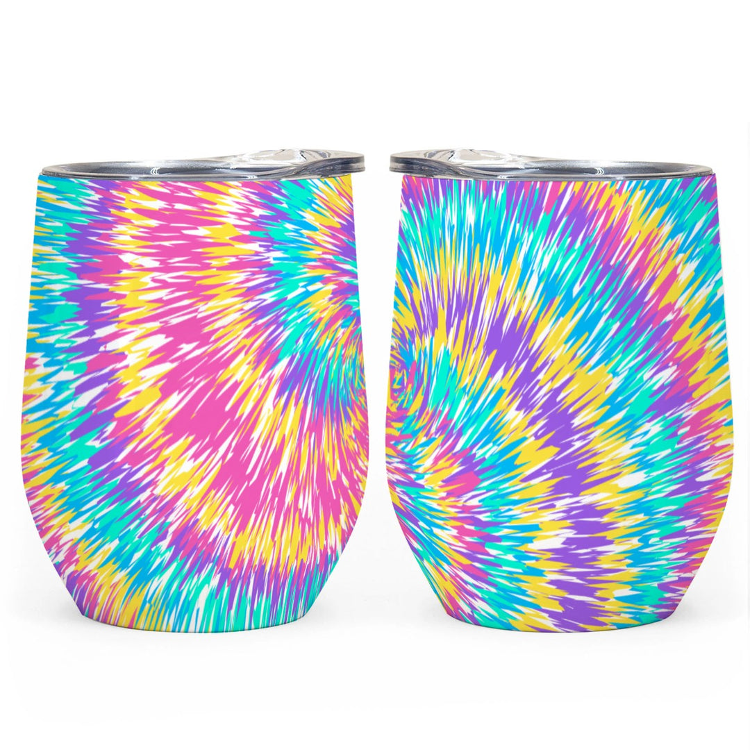 Pink & Blue Tie Dye - All-Over Print Egg Cup Wine Tumbler|12OZ
