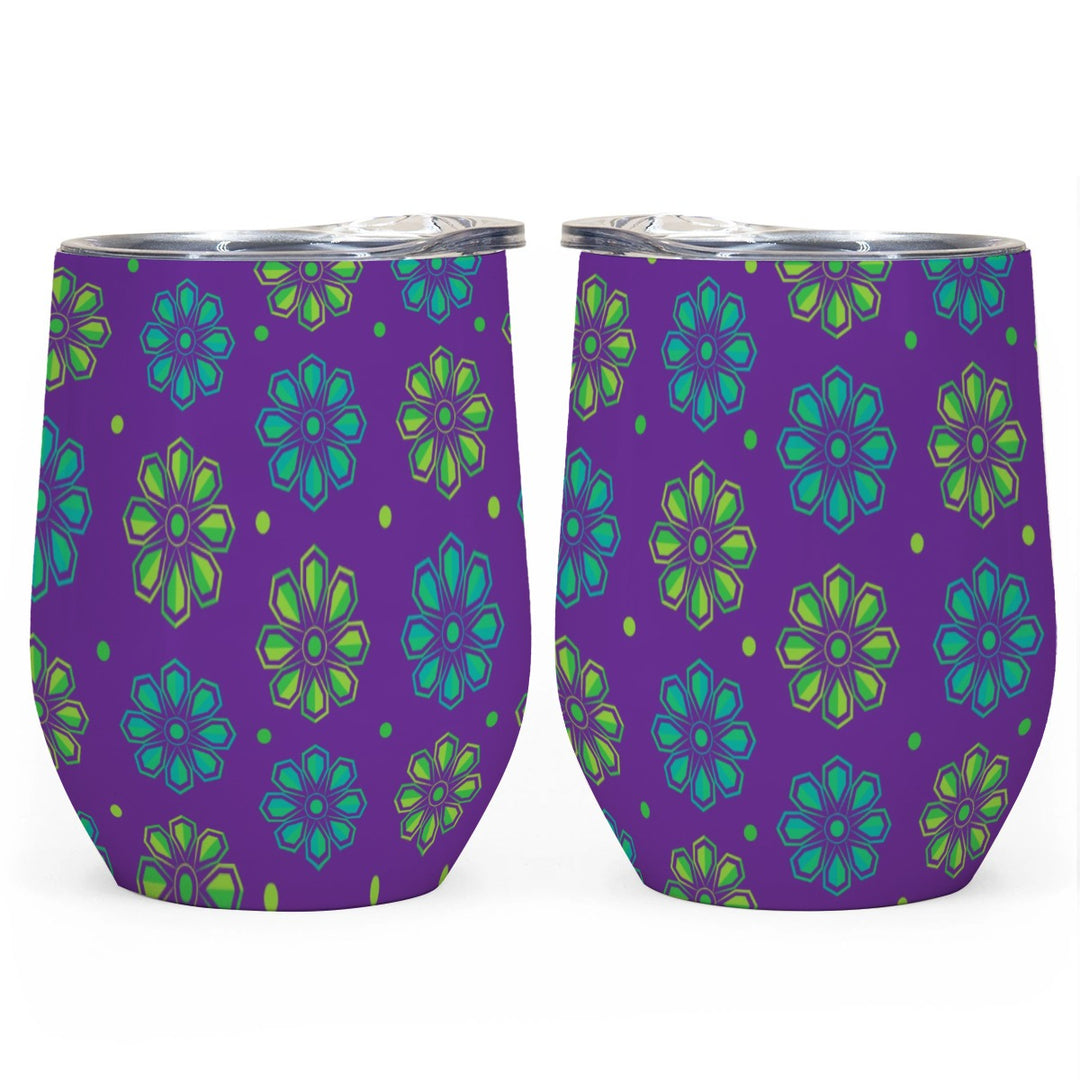 Neon Flowers - All-Over Print Egg Cup Wine Tumbler|12OZ