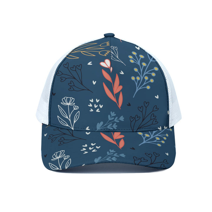 Beautiful Floral - Unisex Trucker Hat With White Half-mesh