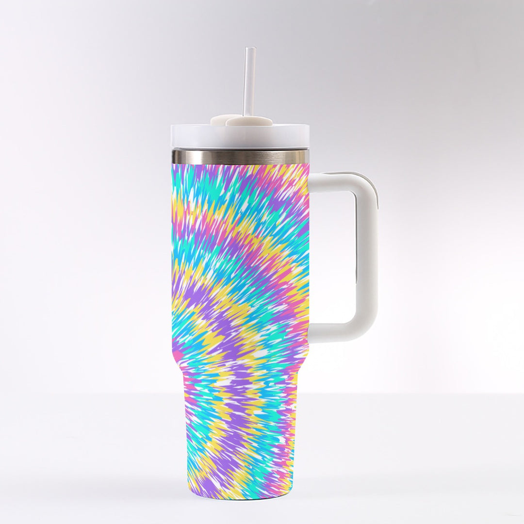 Pink & Blue Tie Dye - 40 oz Tumbler With Handle