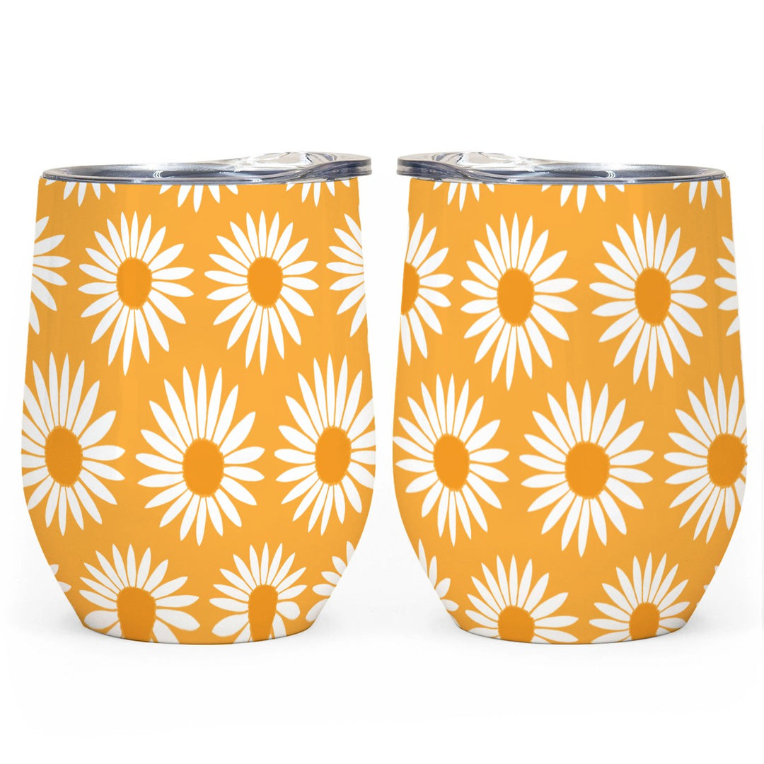 Yellow Sunflower Pattern - All-Over Print Egg Cup Wine Tumbler|12OZ