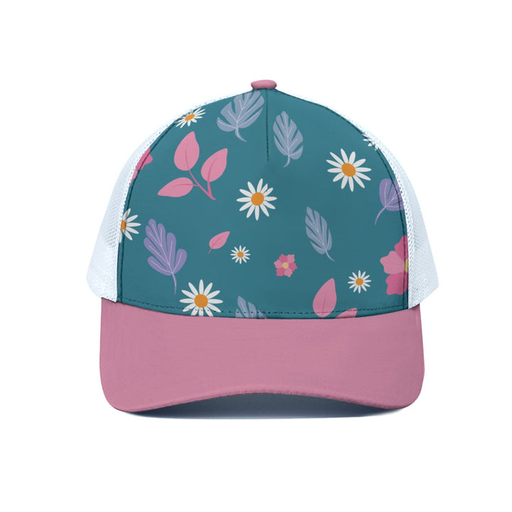 Bright Spring Pattern - Unisex Trucker Hat With White Half-mesh