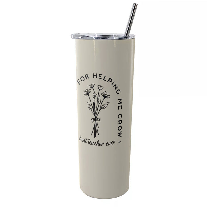 Best Teacher Ever - Glitter Tumbler With Stainless Steel Straw 20oz