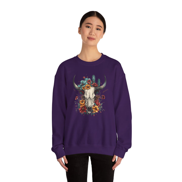 Bright And Flowery Skull - Unisex Heavy Blend™ Crewneck Sweatshirt