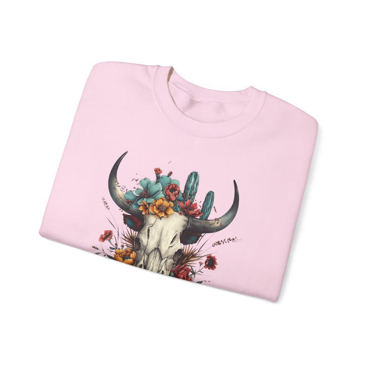 Bright And Flowery Skull - Unisex Heavy Blend™ Crewneck Sweatshirt