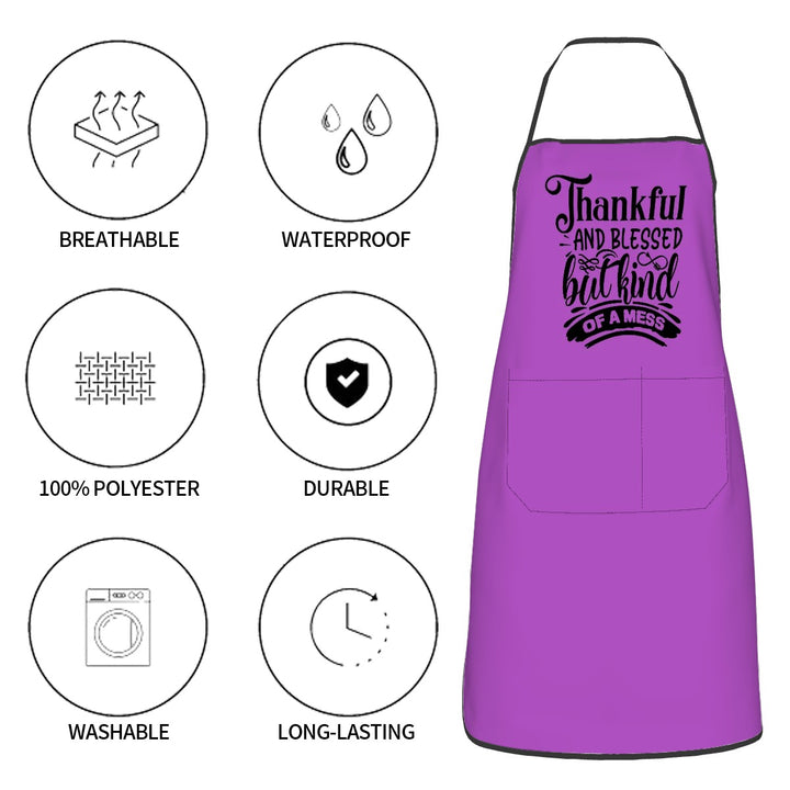 Thankful Blessed But Kind Of A Mess - Adult Apron with Pockets