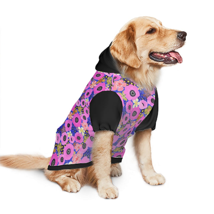 Vibrant Pink Spring Pattern - Large Dog Hoodie Pet Clothes
