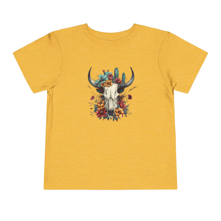 Bright And Flowery Skull - Toddler Short Sleeve Tee