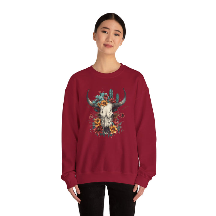 Bright And Flowery Skull - Unisex Heavy Blend™ Crewneck Sweatshirt