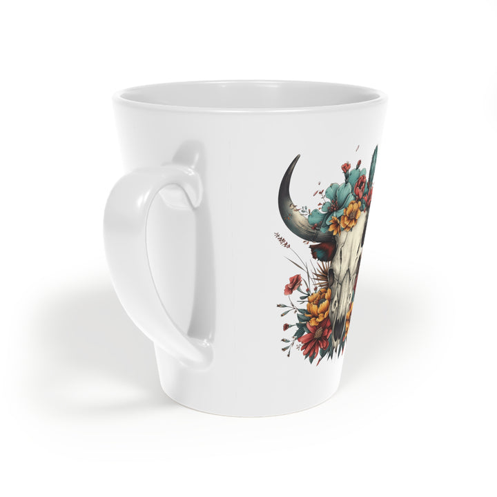 Bright And Flowery Skull - Latte Mug, 12oz