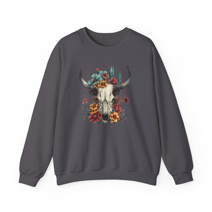 Bright And Flowery Skull - Unisex Heavy Blend™ Crewneck Sweatshirt