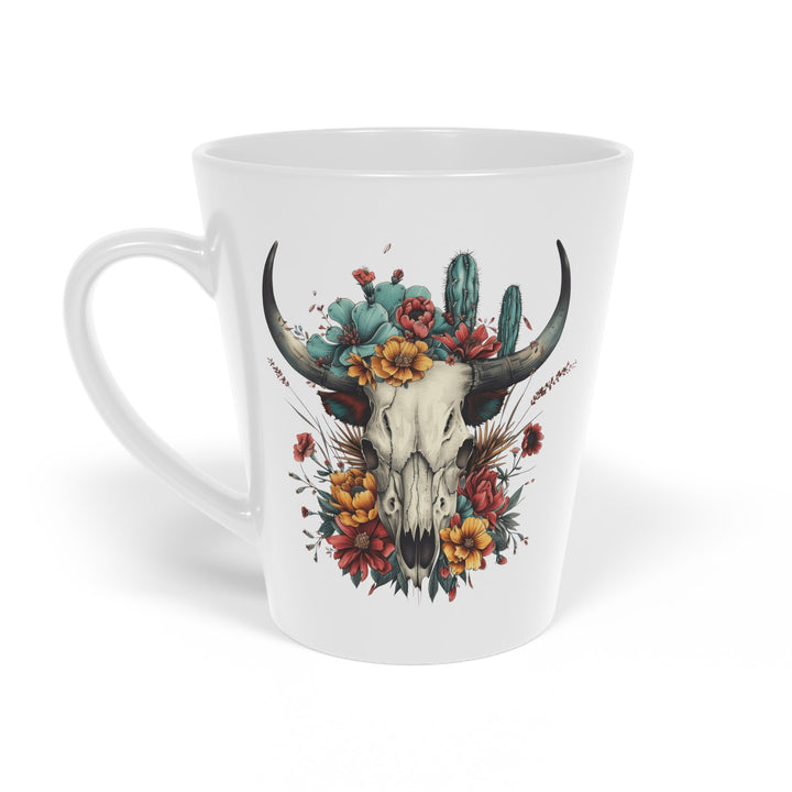 Bright And Flowery Skull - Latte Mug, 12oz